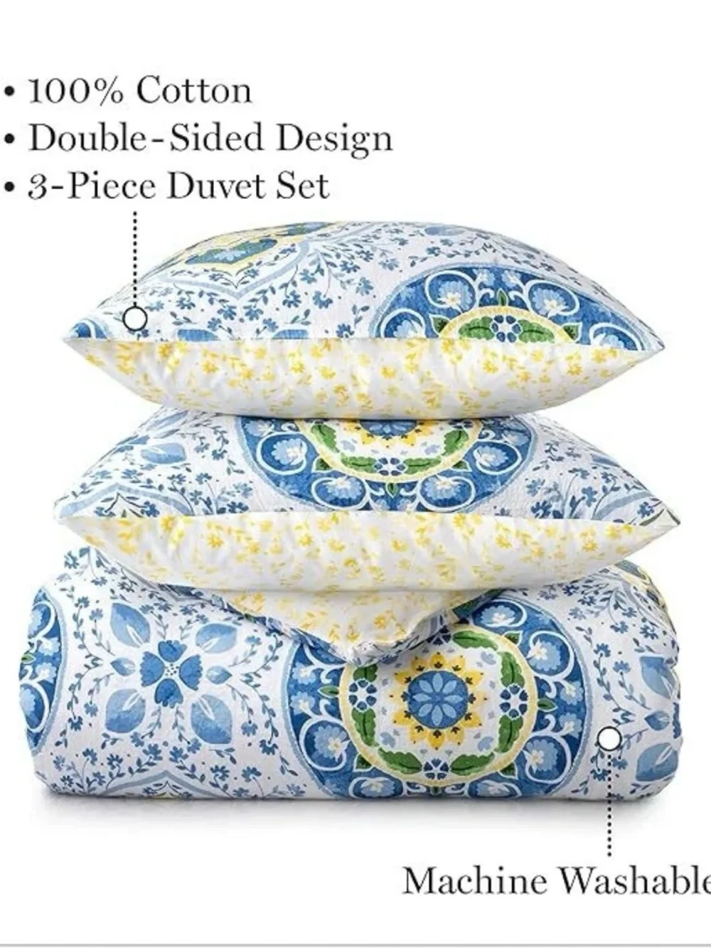 3 Pc Duvet Cover Set by Martha Stewart 100% Cotton Luxurious queen size
